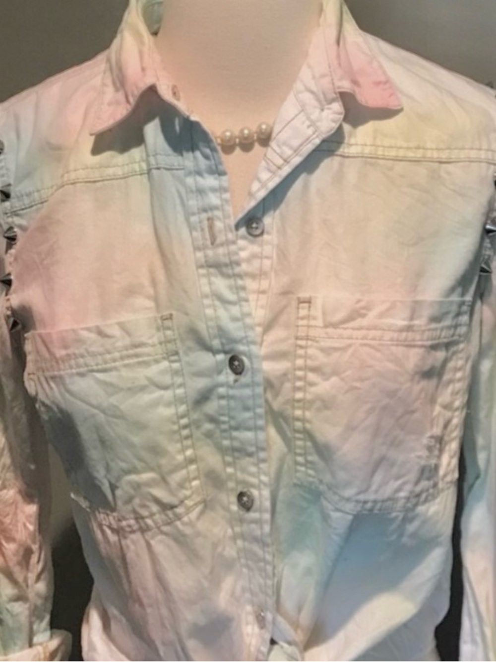 Kendall & Kylie Tie Dye Chambray Shirt